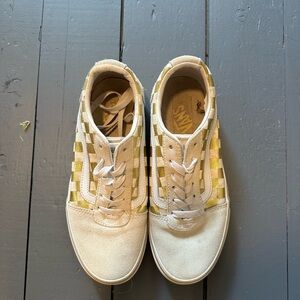 Vans Gold and White Checkered Skater Shoes